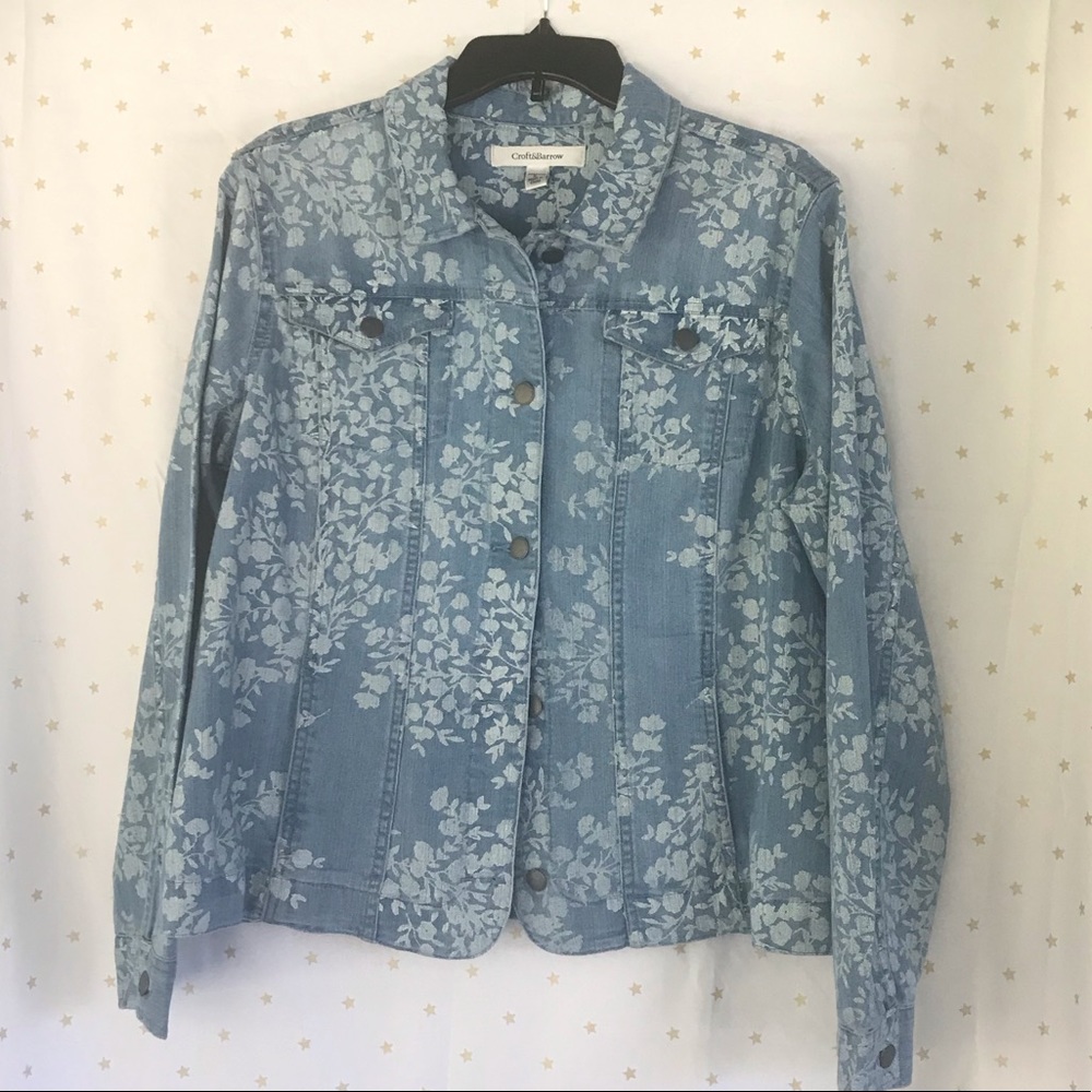 Croft & Barrow Jean Jacket w/Floral Pattern, Sz Lg
